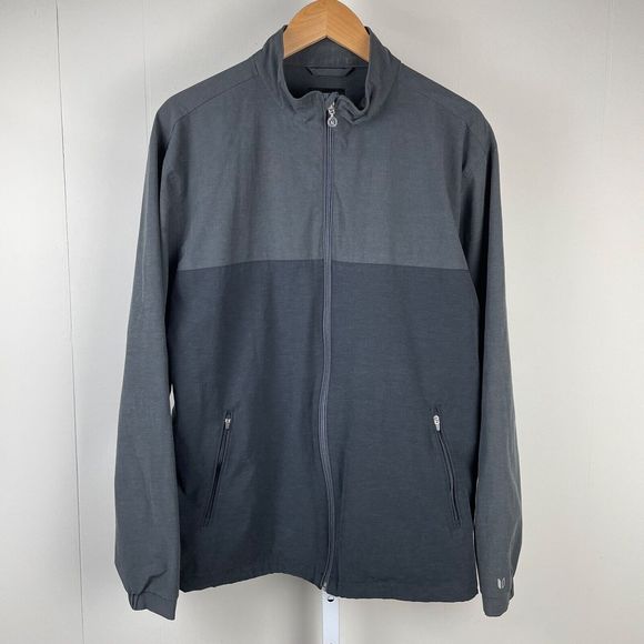 Linksoul Golf Jacket Windbreaker Full Zip Gray Black Colorblock Mens Large - Picture 1 of 8